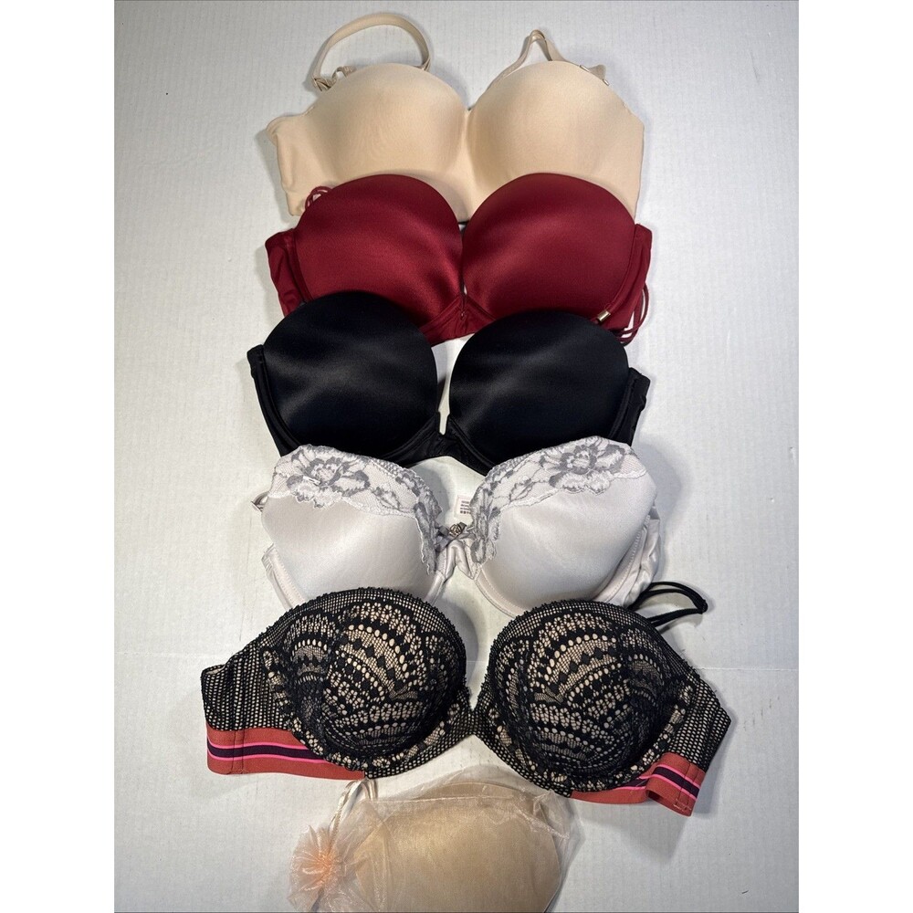 Victoria Secret Underwire Padded Push Up Bra Bundle Lot Size 32D Exc Condition